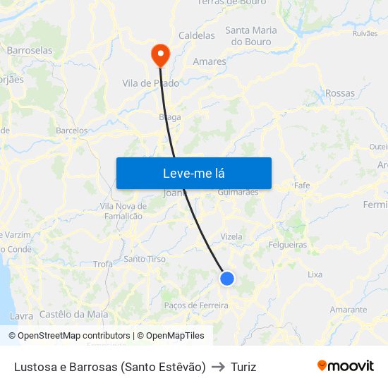 Lustosa e Barrosas (Santo Estêvão) to Turiz map