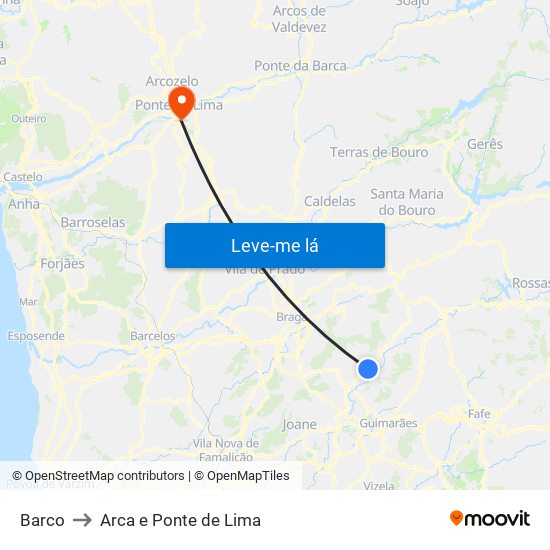 Barco to Arca e Ponte de Lima map