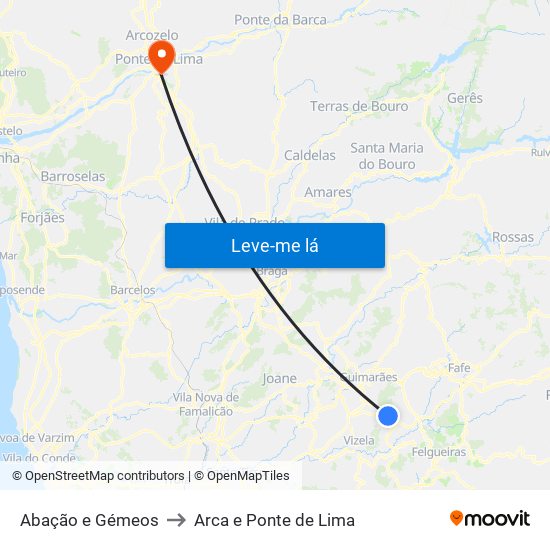 Abação e Gémeos to Arca e Ponte de Lima map