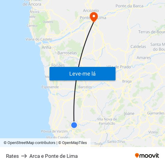 Rates to Arca e Ponte de Lima map