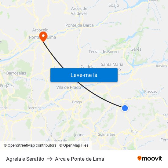 Agrela e Serafão to Arca e Ponte de Lima map