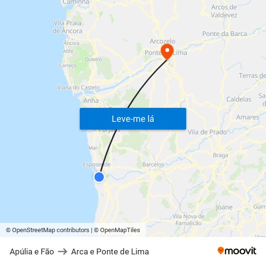 Apúlia e Fão to Arca e Ponte de Lima map