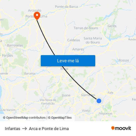 Infantas to Arca e Ponte de Lima map