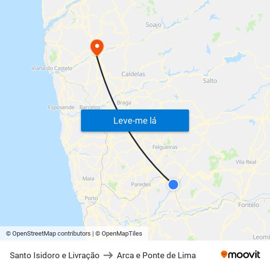 Santo Isidoro e Livração to Arca e Ponte de Lima map