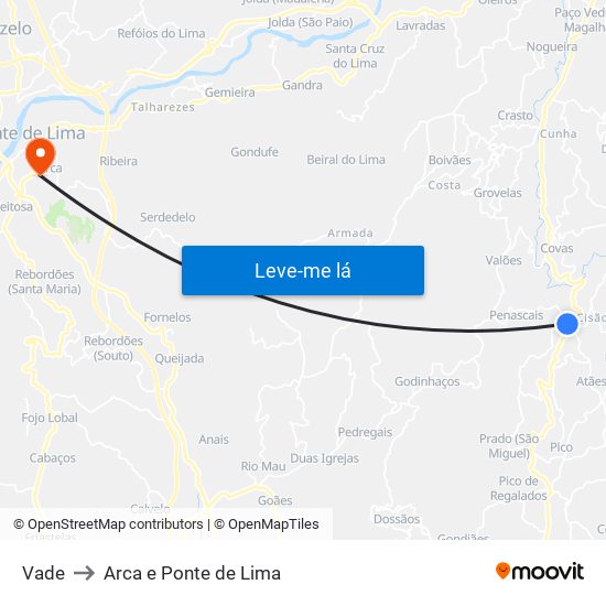 Vade to Arca e Ponte de Lima map