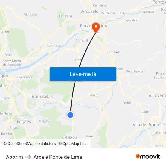 Aborim to Arca e Ponte de Lima map