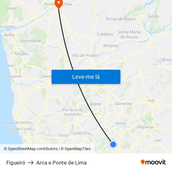 Figueiró to Arca e Ponte de Lima map