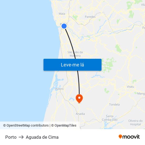 Porto to Aguada de Cima map
