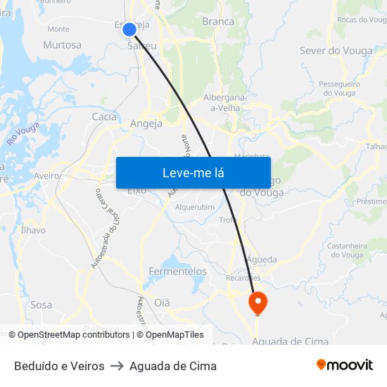 Beduído e Veiros to Aguada de Cima map