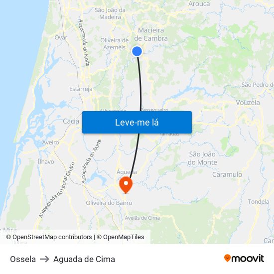 Ossela to Aguada de Cima map