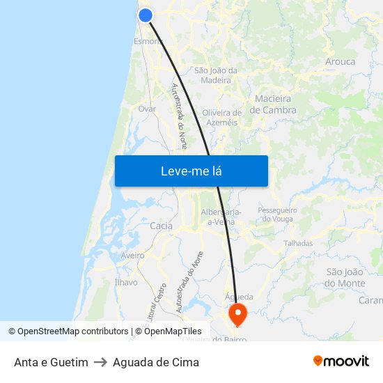 Anta e Guetim to Aguada de Cima map