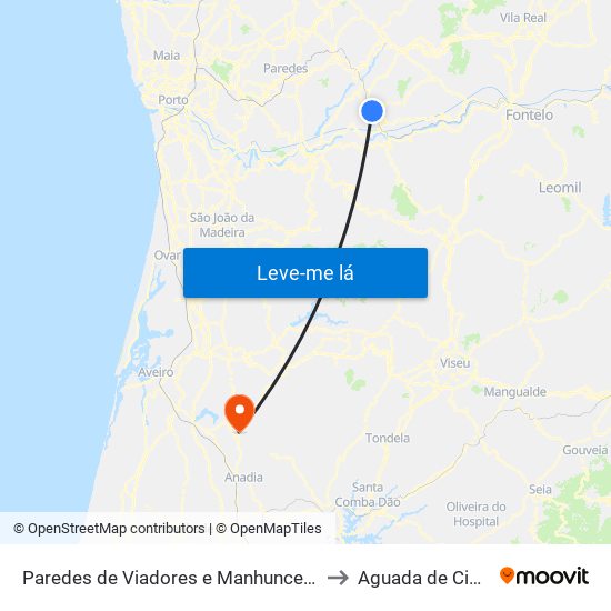 Paredes de Viadores e Manhuncelos to Aguada de Cima map