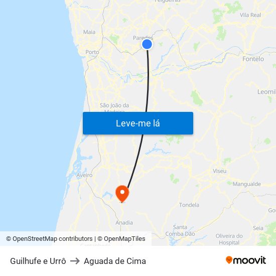 Guilhufe e Urrô to Aguada de Cima map