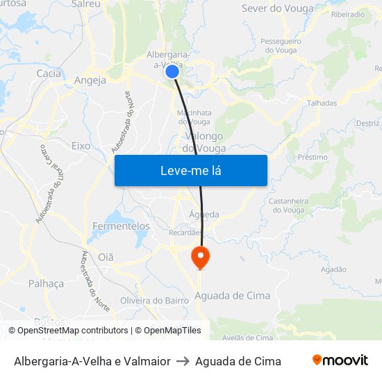 Albergaria-A-Velha e Valmaior to Aguada de Cima map
