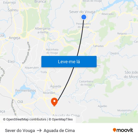 Sever do Vouga to Aguada de Cima map