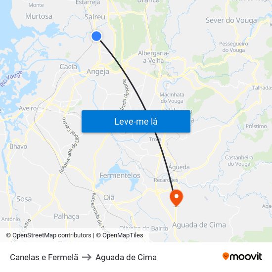 Canelas e Fermelã to Aguada de Cima map