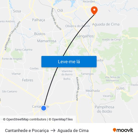 Cantanhede e Pocariça to Aguada de Cima map