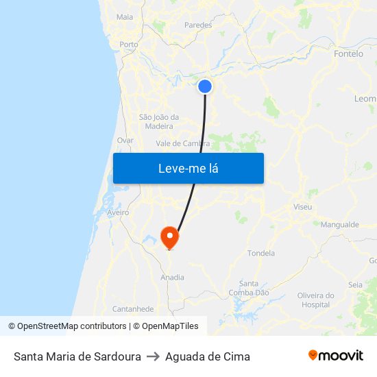 Santa Maria de Sardoura to Aguada de Cima map