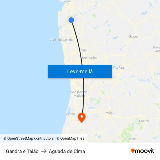 Gandra e Taião to Aguada de Cima map