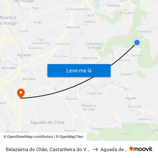 Belazaima do Chão, Castanheira do Vouga e Agadão to Aguada de Cima map