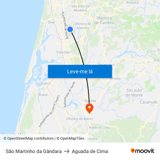 São Martinho da Gândara to Aguada de Cima map