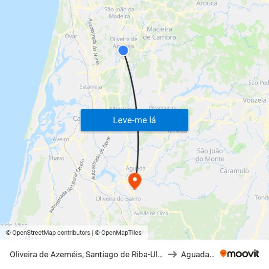 Oliveira de Azeméis, Santiago de Riba-Ul, Ul, Macinhata da Seixa e Madail to Aguada de Cima map