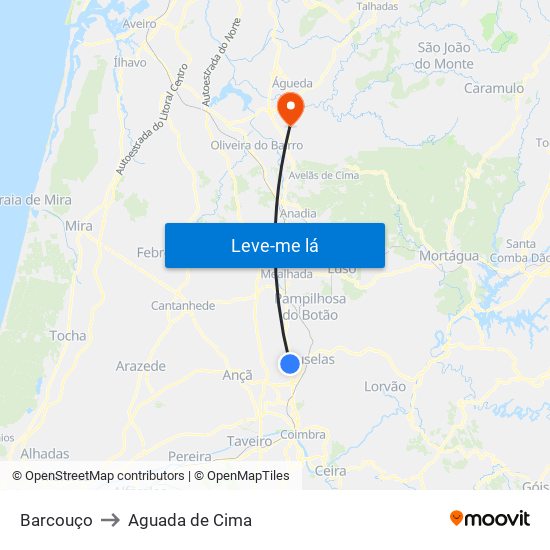 Barcouço to Aguada de Cima map