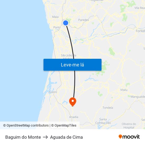 Baguim do Monte to Aguada de Cima map