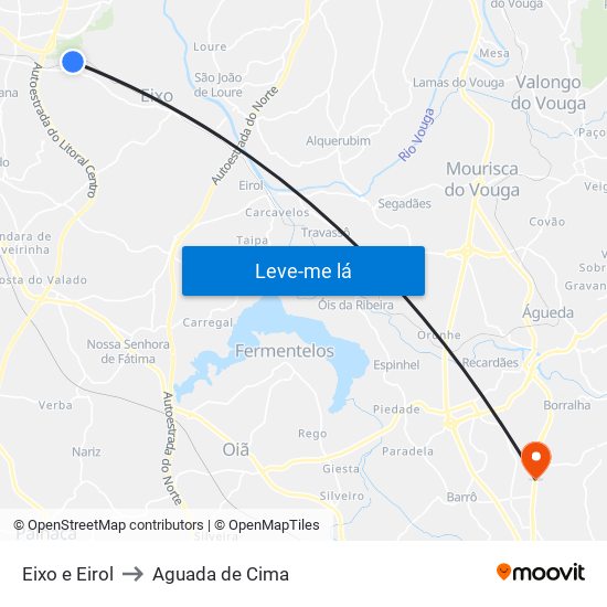 Eixo e Eirol to Aguada de Cima map