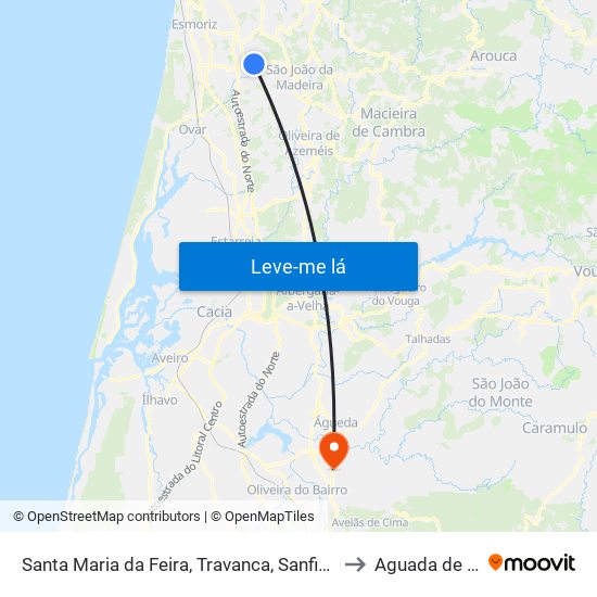 Santa Maria da Feira, Travanca, Sanfins e Espargo to Aguada de Cima map