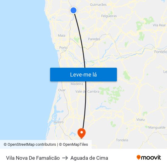 Vila Nova De Famalicão to Aguada de Cima map