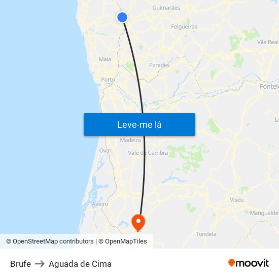 Brufe to Aguada de Cima map