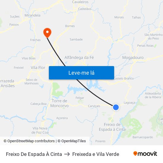 Freixo De Espada À Cinta to Freixeda e Vila Verde map