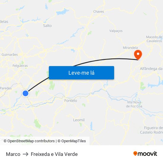 Marco to Freixeda e Vila Verde map