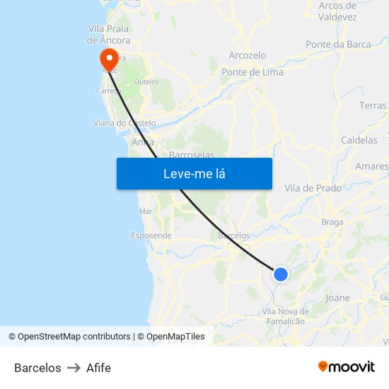 Barcelos to Afife map