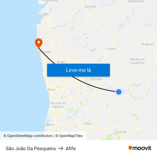 São João Da Pesqueira to Afife map