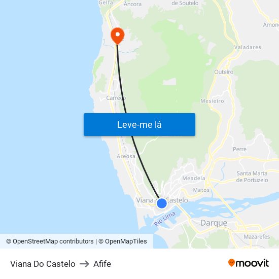 Viana Do Castelo to Afife map