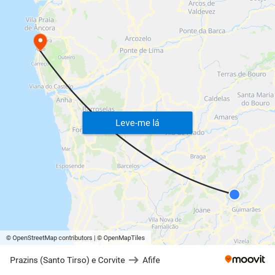 Prazins (Santo Tirso) e Corvite to Afife map