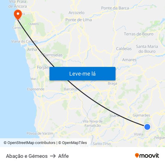 Abação e Gémeos to Afife map