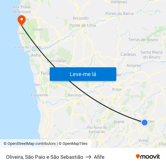 Oliveira, São Paio e São Sebastião to Afife map