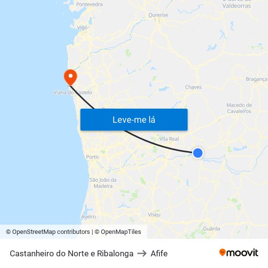 Castanheiro do Norte e Ribalonga to Afife map
