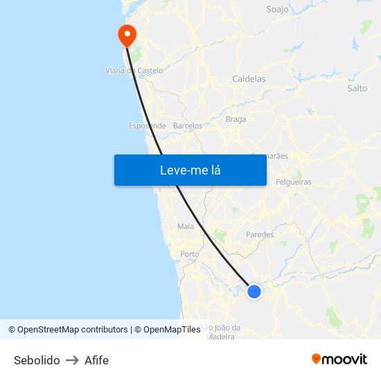 Sebolido to Afife map