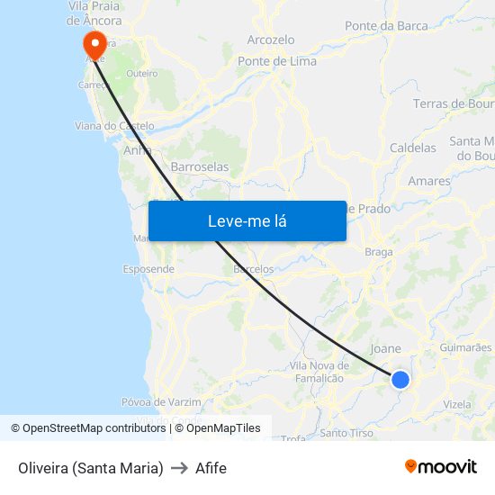 Oliveira (Santa Maria) to Afife map