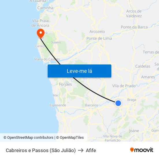 Cabreiros e Passos (São Julião) to Afife map