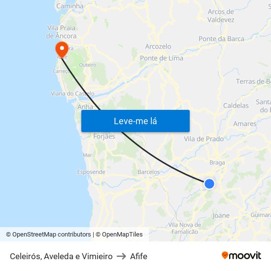 Celeirós, Aveleda e Vimieiro to Afife map