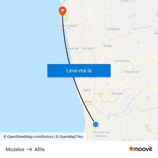Mozelos to Afife map
