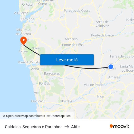 Caldelas, Sequeiros e Paranhos to Afife map