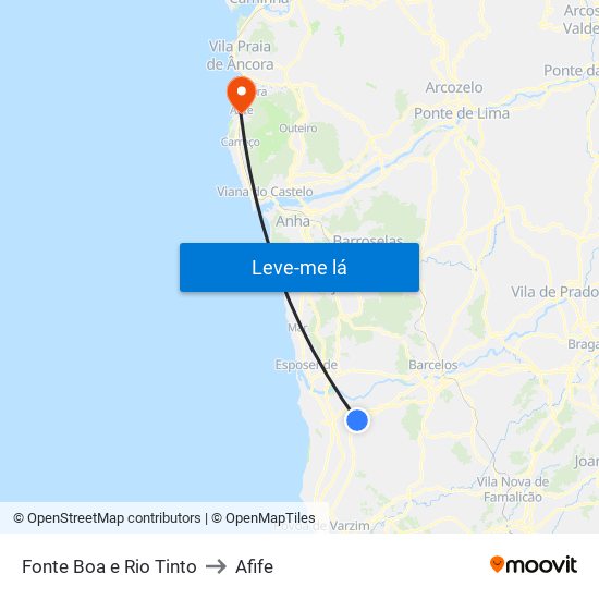 Fonte Boa e Rio Tinto to Afife map