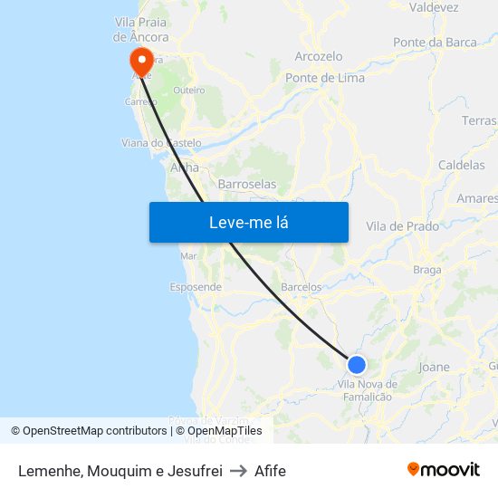 Lemenhe, Mouquim e Jesufrei to Afife map