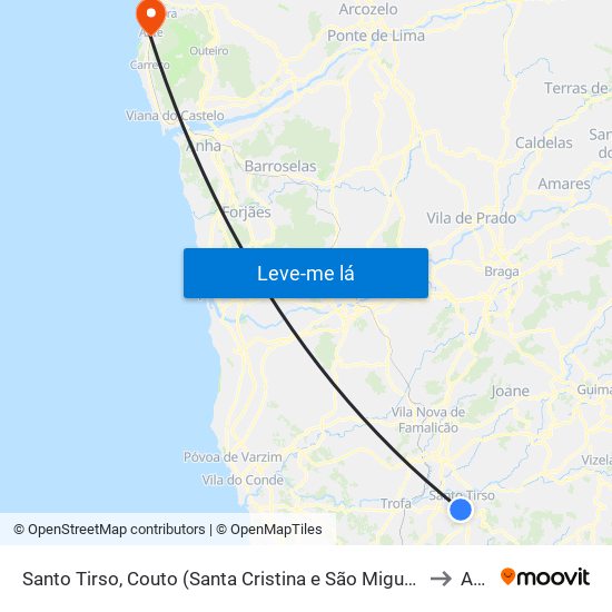 Santo Tirso, Couto (Santa Cristina e São Miguel) e Burgães to Afife map